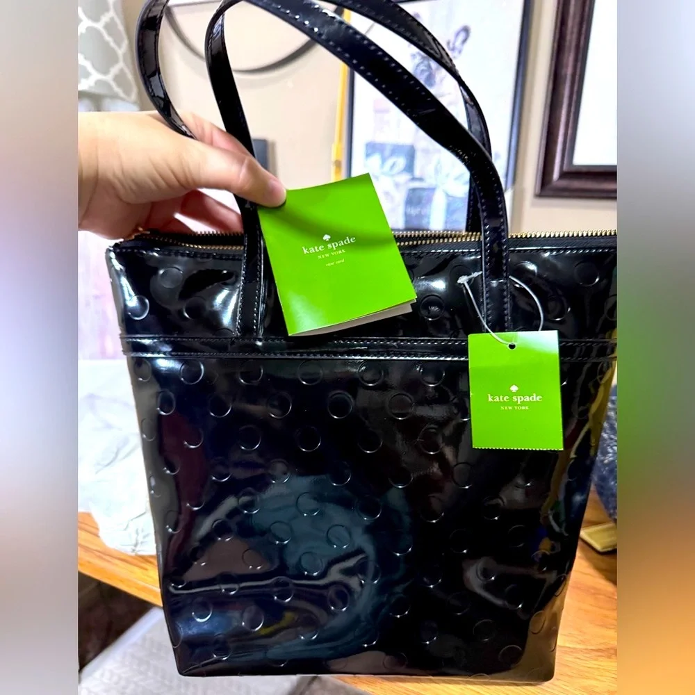 Kate Spade Black Patent Jeralyn Camellia Street Shoulder Bag - NEW with tags